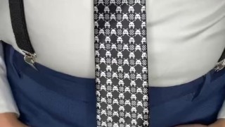 Straight Small dick daddy jacks off in business suit 