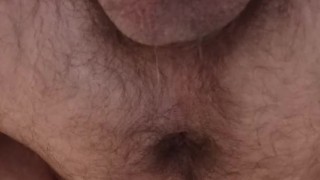 Jerking off with saliva in the bathroom.