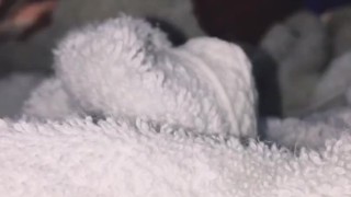 Jerking into my Washing Machine, I shoot a load of CUM on the load of dirty towels before washing.