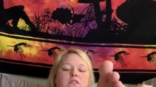 Blonde Chick Pussy Play with Self Toe Sucking! 