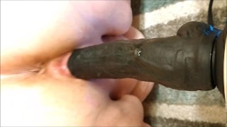 Curvey BBW Beauty Fucks 12 Inch Wall Mount Dildo To Orgasm