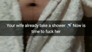 Wife after shower wanna bareback fuck with her sex-buddy [Cuckold. Snapchat]