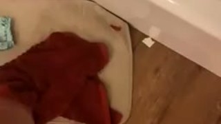 Cleaning my big cock 