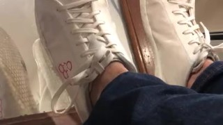 Solo man smelly feet after long day 