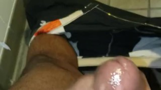 In rest room jacking off