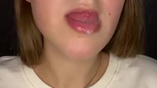 Licking lips and drool