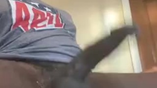 Hung BBC Jock Cums Hands Free After Stroking 