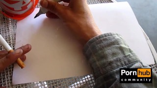 Sexy hands ASMR writing cursive in cardinal red (instrumental by john bravoe)