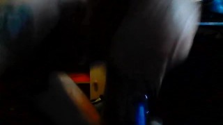 tattooed bi male, practicing how to give a blow job.