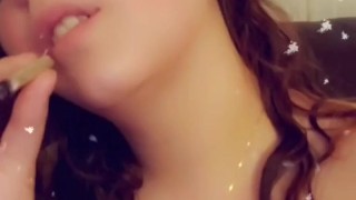 Smoking with my tits out