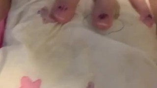 Squishing and playing with my soggy diaper 