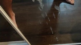 Huge cum load against my mirror