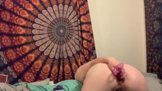 Blue haired emo gf fucks her ass 