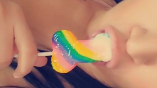 Sucking on a candy penis cuz im all alone