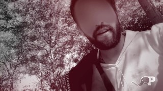 Horny boy jerking out doors. EMF_1