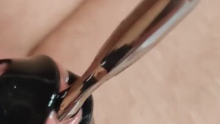 Inserting steel plug into urethra hole