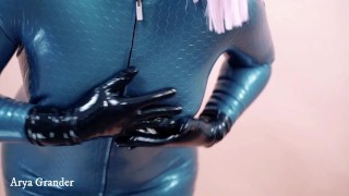 texturized latex rubber catsuit