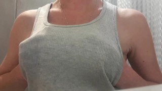 Nipples playing by toothbrush and Spitting on Tits and Rub my Clit by ToothBrush