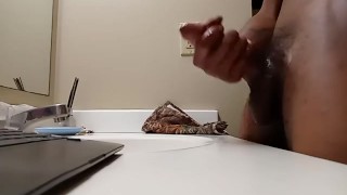 Male solo stroke before shower