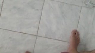 Young straight cock masturbation on the shower twink big dick
