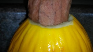 Big cock fucking a melon ( canary ) close up