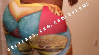 McDonalds Burger Tights Hugs Cami Creams Booty Clapping Bent Over Thick Thighs Shaking Ebony BBW Ass