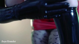 Sexual latex rubber glove fetish