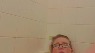 Cumming on my dildo in the bath tub