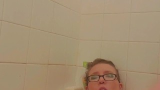 Cumming on my dildo in the bath tub