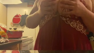 BBW having FUN making DADDY DINNER 