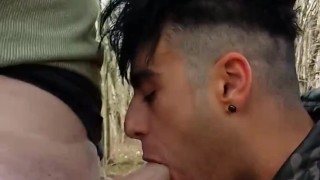 Fisherman´s fat cock sucked from soft till cum public