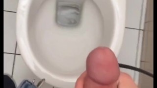 Cumshot at school toilet 