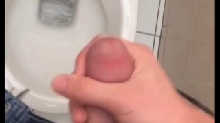 Cumshot at school toilet 