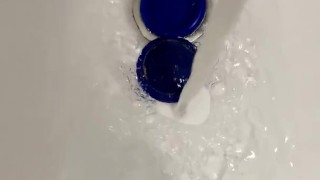 Washing weed grinder and my cock at same time to save water 