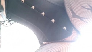 Pretty Curvy Brunette In Corset Teasing You