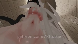 Black And White Haired Glasses Hot Chick Rides You In The Public Wet Shower POV Lap Dance