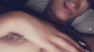 Stunning Ebony Girl Playing With Her Big Tits