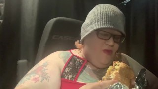 Fatso stuffs her face