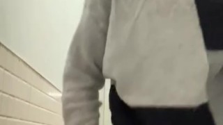 Sneaky public bathroom tease