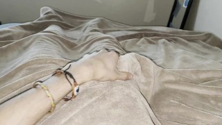 hairy young amateur waking up to big dick morning wood and rubbing one out