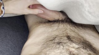hairy young amateur waking up to big dick morning wood and rubbing one out