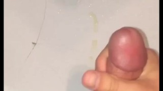 Quick cumshot at friends bathroom 