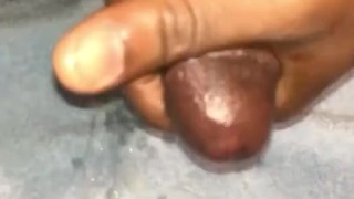 Oiled up masturbation with explosive cumshot
