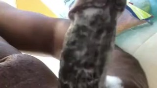 Soapy shower masturbation with cock ring