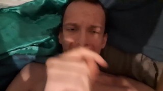 Swallowing and spitting out my cum after I gave my face a facial