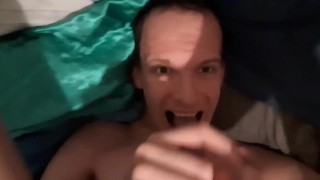 Swallowing and spitting out my cum after I gave my face a facial