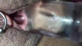 Glass dildo creamy milf pussy 