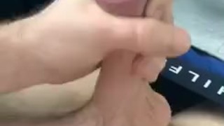 So much cum from my big white cock masturbating in car - Jello_man