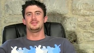 Hot UK teen Sam L moans and masturbates his thick cock solo