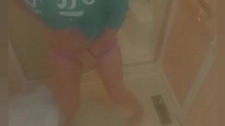 My step mom begged me to stroke my dick for her as she rubbed on her body